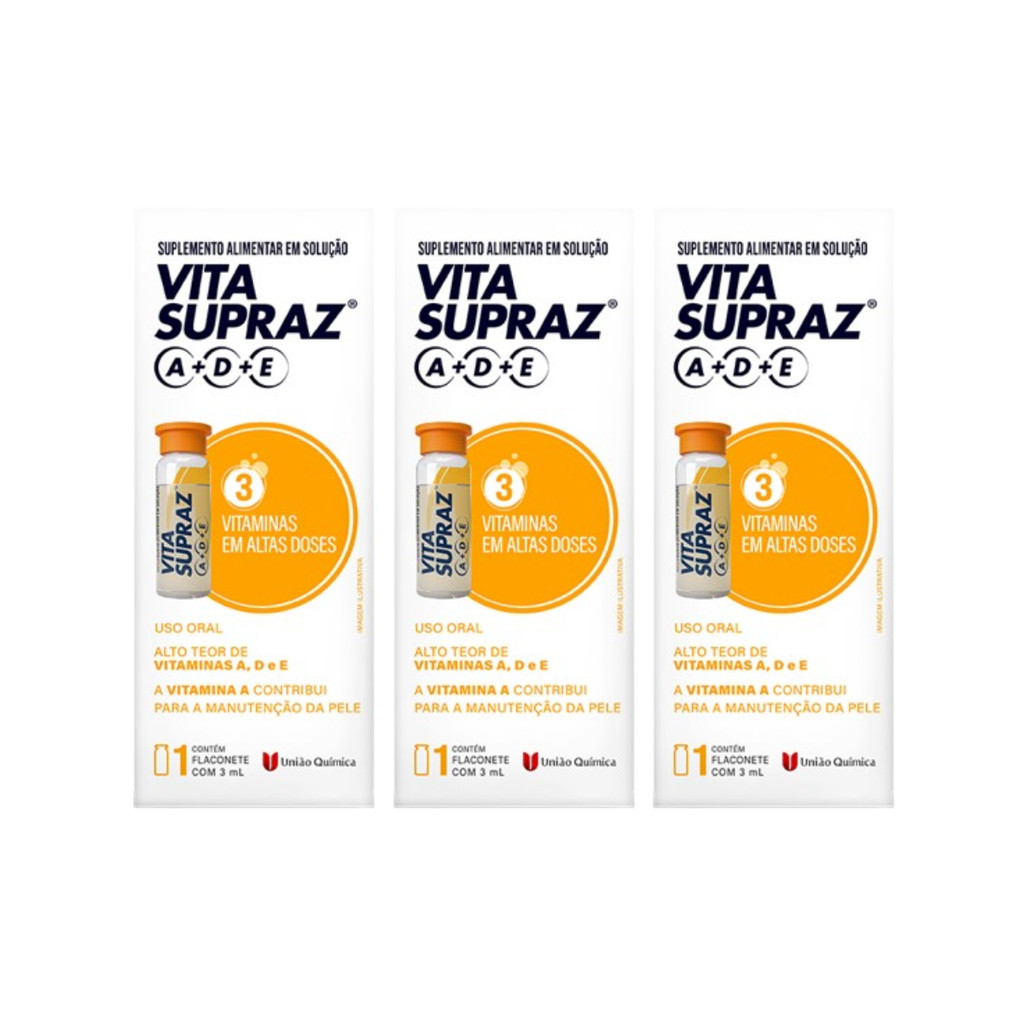 Kit 3 Vita Supraz A D E Flaconetes 3ml