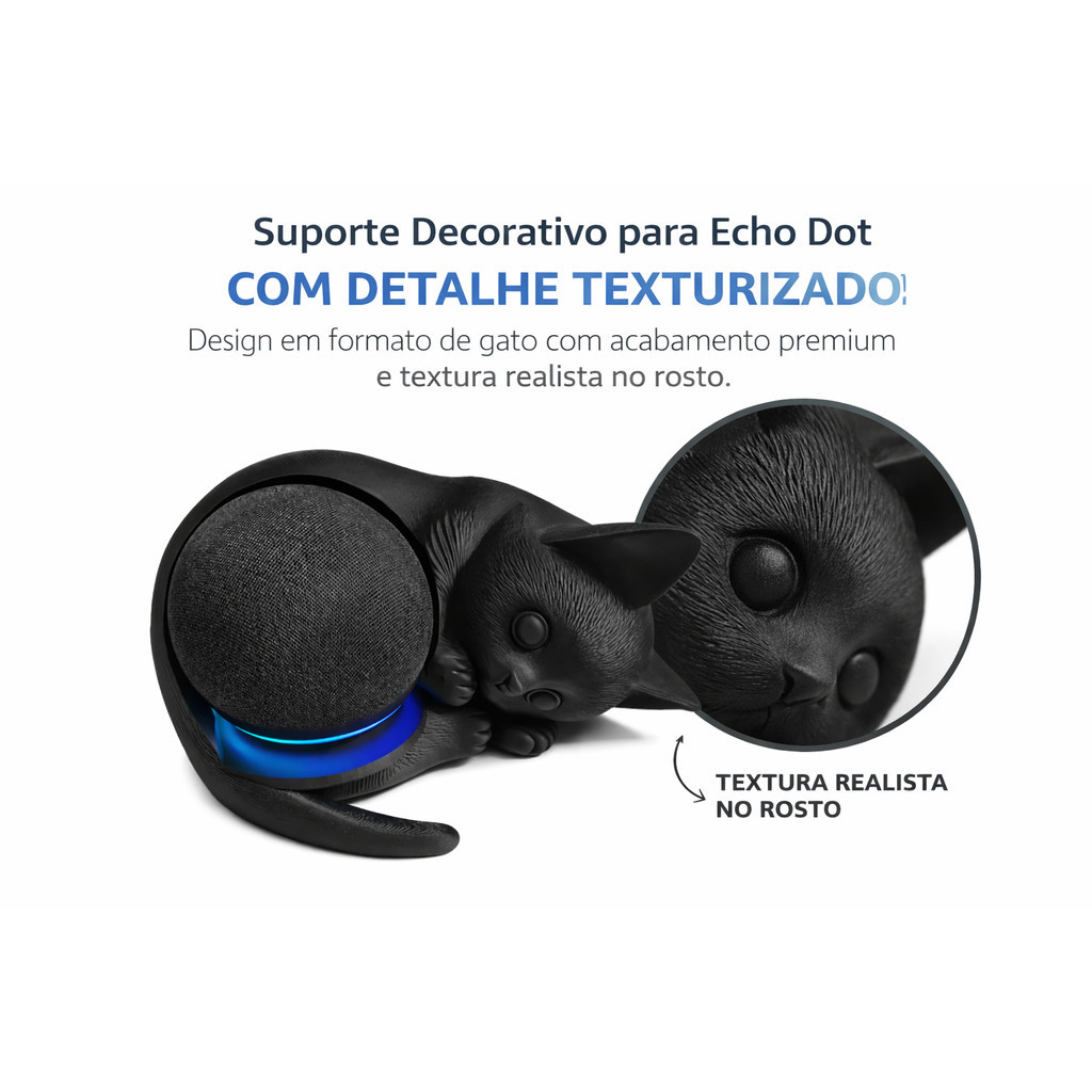 Suporte Alexa Gato bebê para Echo Dot 4a e 5a Geração | Para Amantes de Gatos | Impressão 3D PLA Premium