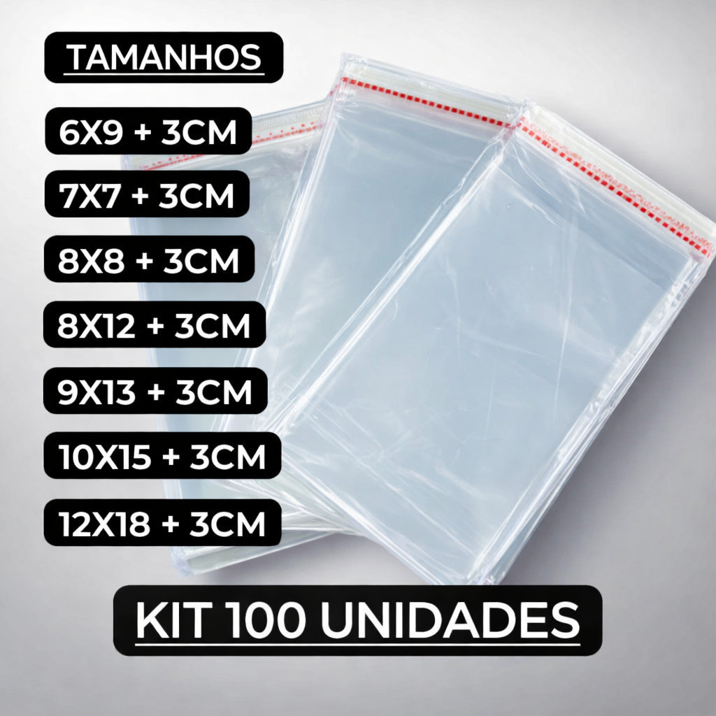 Saquinhos Adesivados 100 Peças Transparentes Perfeito para Bijuterias Ideal para Revendedores