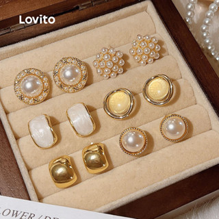 Lovito Conjunto De Brincos Com Pérolas Para Casamento Casual E Elegante Estilo Vintage LFA114006 em Oferta na Shopee