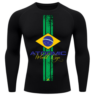 Camiseta Compressão Manga Longa UV Atoomic Brasil Edition Varias Cores Rash Guard em Oferta na Shopee