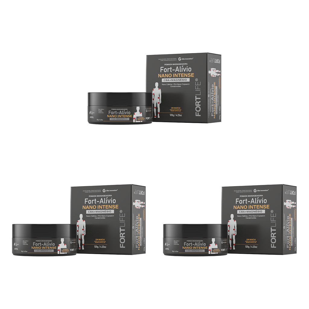 Kit 3 Und Fort-Alívio Nano Intense CBA + Magnésio 120g FortLife