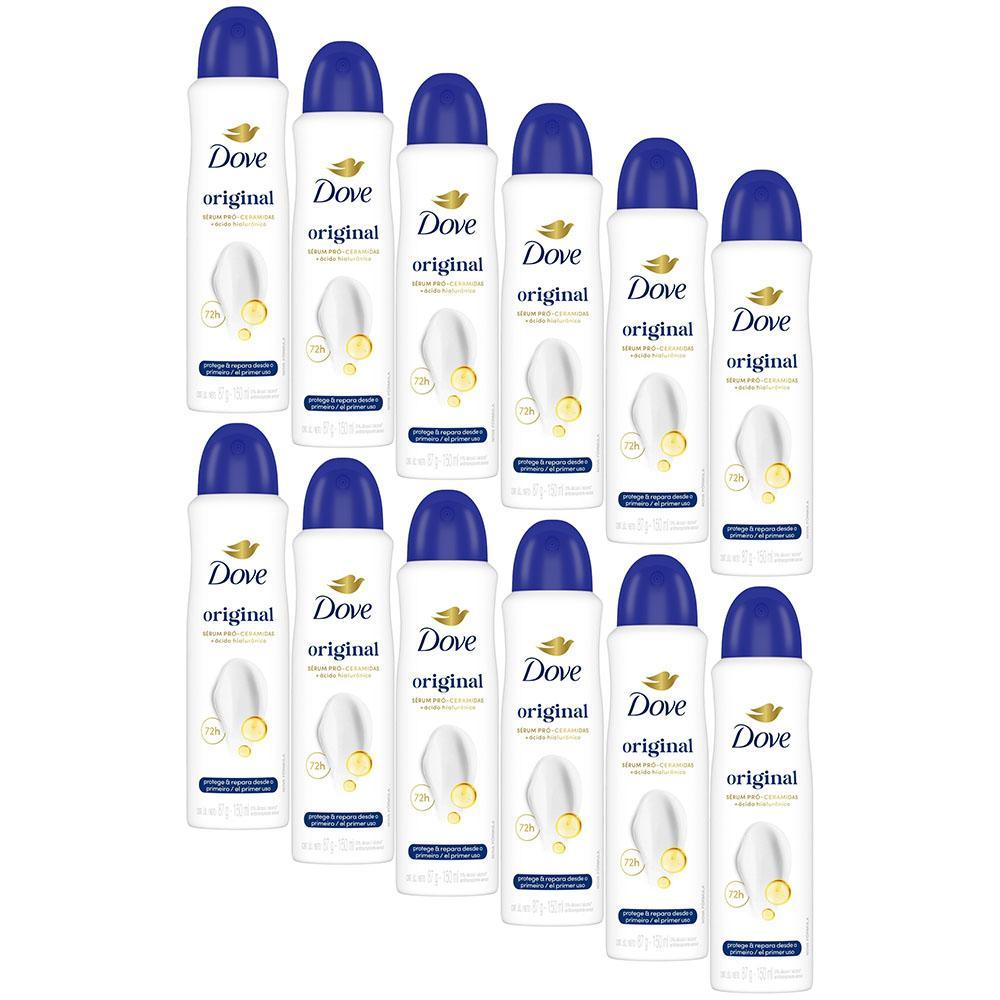 Kit 12 Desodorantes Dove Antitranspirante Aerossol Original 150ml em Oferta na Shopee