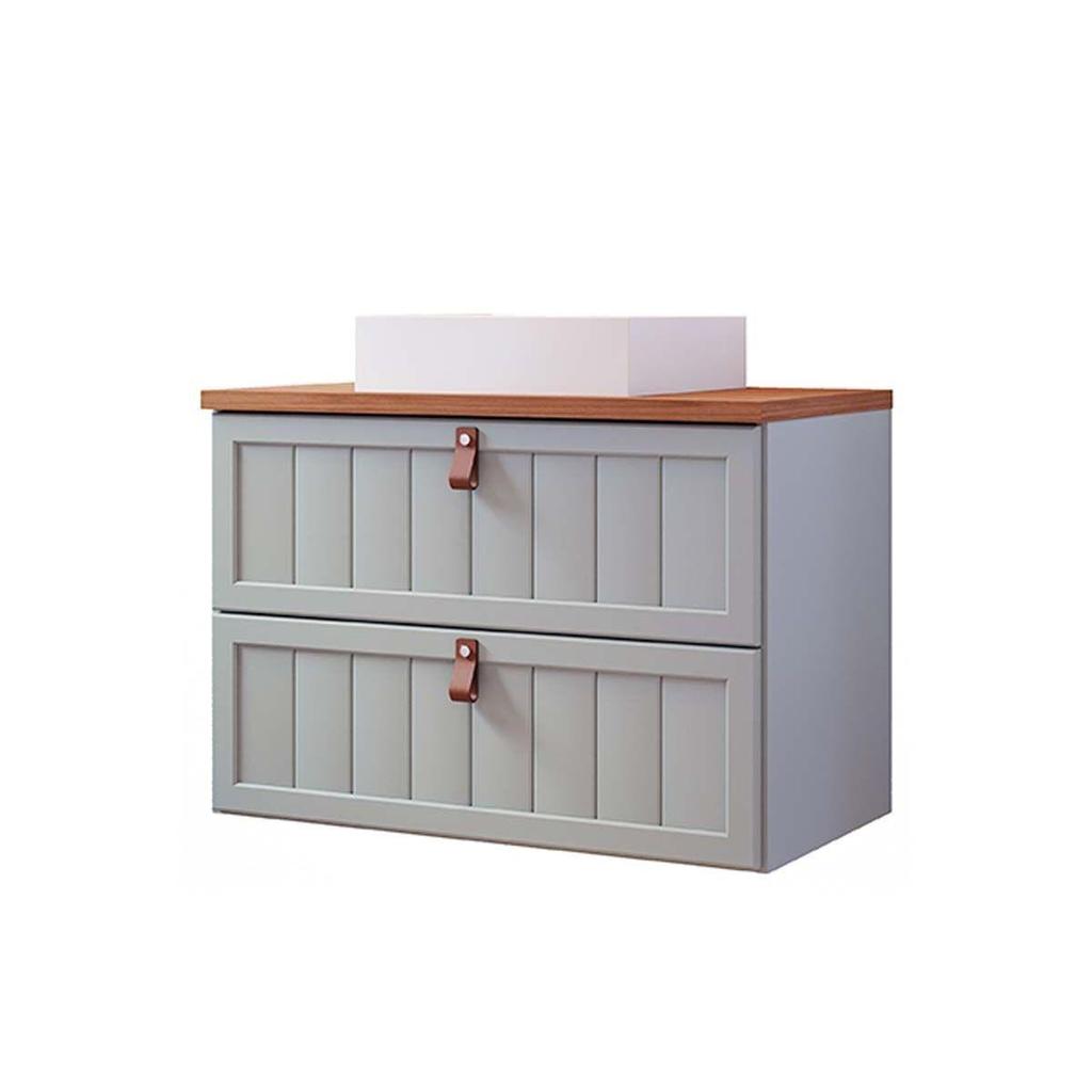Gabinete de Banheiro Suspenso Sense 1 Gaveta e 1 Porta Basculante c/Cuba 80cm Titanium - MGM — imagem 2 de 2