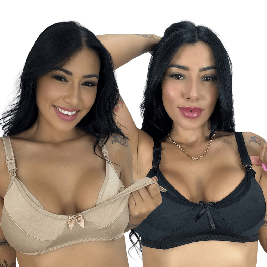 Kit 2 Sutiã Lingerie Amamentação Reforçado Micro Basic Gestante Pós Parto em Oferta na Shopee