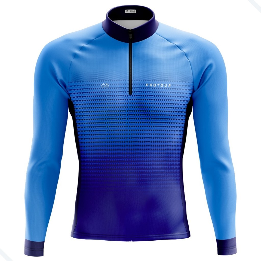 Camisa Ciclismo Masculina Dryfit Proteção UV Bike MTB Speed Pro Tour Azul