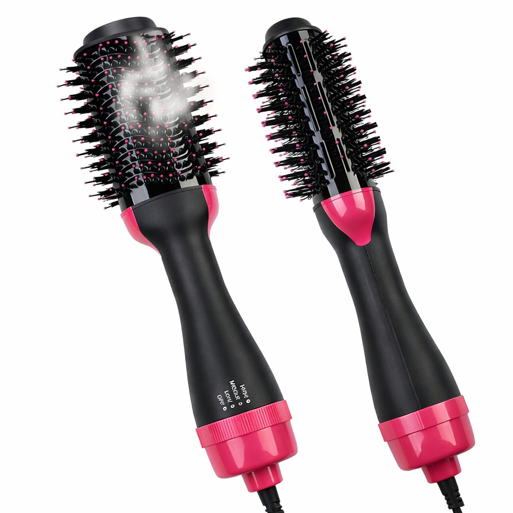 Escova Secadora Modeladora 3 em 1 Seca Alisa Modela 1000W Íons Antifrizz Cabo 360°