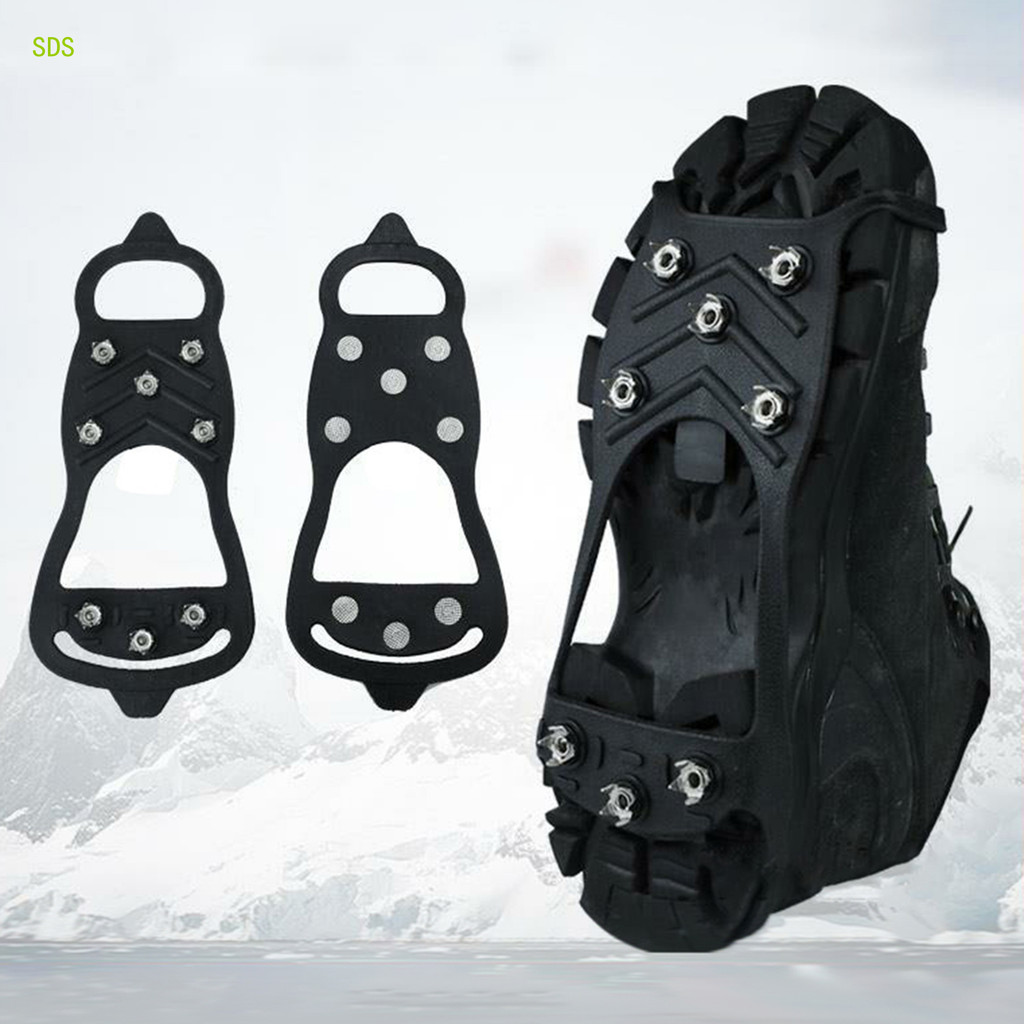 Ss 1 Par 8 Dentes Pinça De Gelo Pico Para Sapatos Inverno Ao Ar Livre Antiderrapante Caminhadas Montanha Escalada Neve C