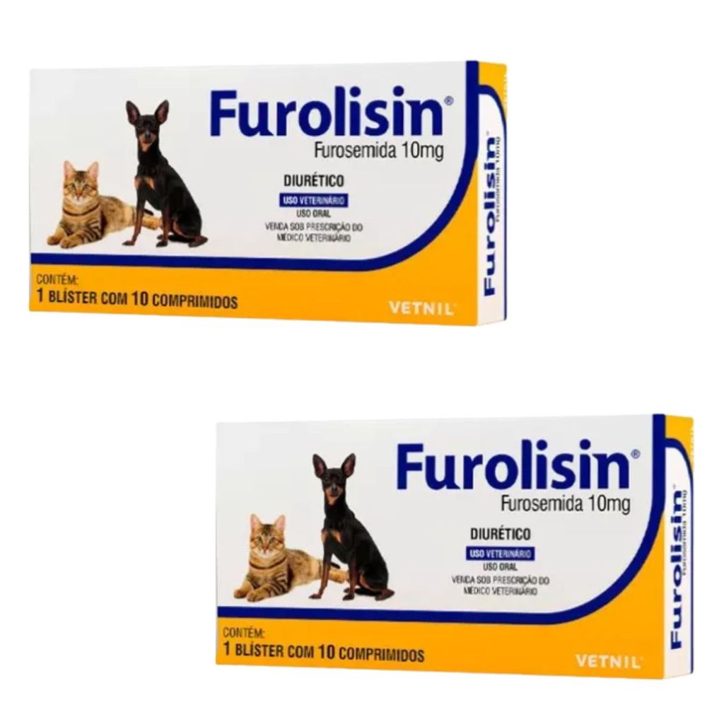 02 Furolisin 10 mg com 10 Comprimidos Diurético Vetnil