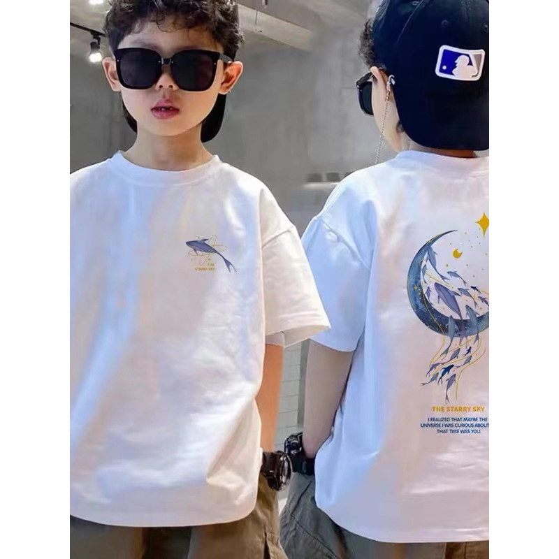 Roupas infantis infantis camiseta infantil de manga curta roupas de verão médio grande crianças verão puro algodão meia 