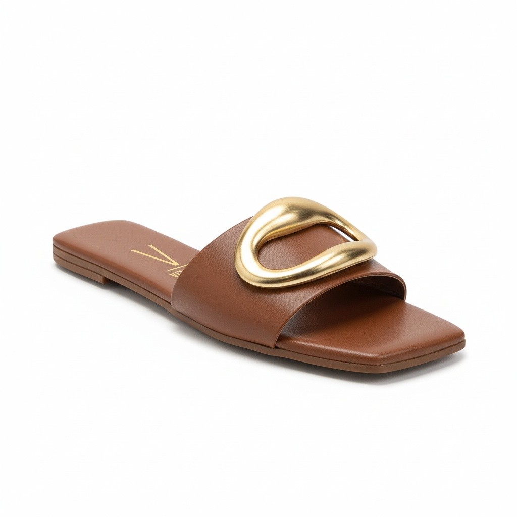 Vizzano Rasteira Mocca Bico Quadrado Feminino Versatil