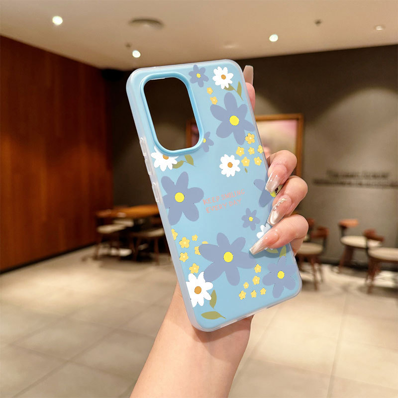 2 Em 1 Geléia Capa Capinha Flor Azul Para Samsung Galaxy A05 A11 A15 A17 A15 A23 A07 A32 A23 A36 S25 A50 A56 Caso De Tel