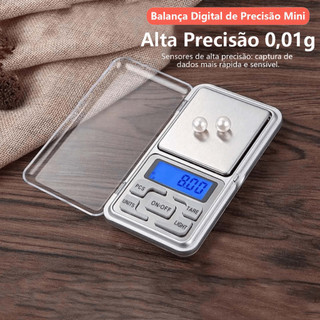 Mini Balança Digital De Bolso Alta Precisão Portátil 0,01g Até 500g Digital LCD Bandeja Cozinha