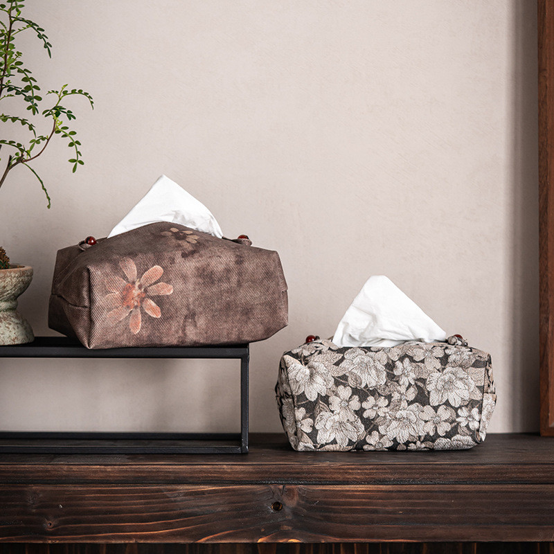 Imagem Criativo chinês brocado caixa de tecido Zen estudo sala estar mesa chá do agregado familiar armazenamento capa tecido ca