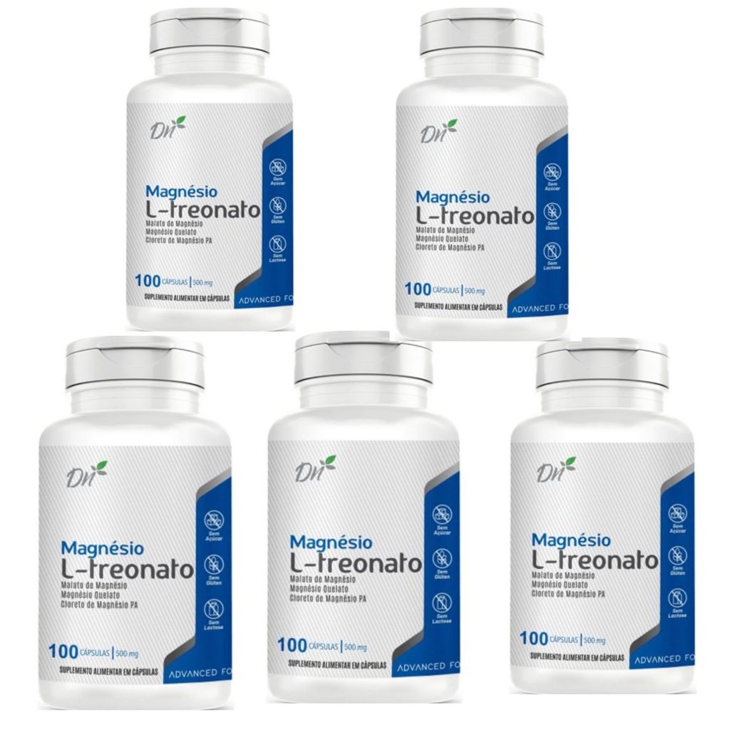Kit 5x Magnésio L-Treonato 300 Cápsulas Denature