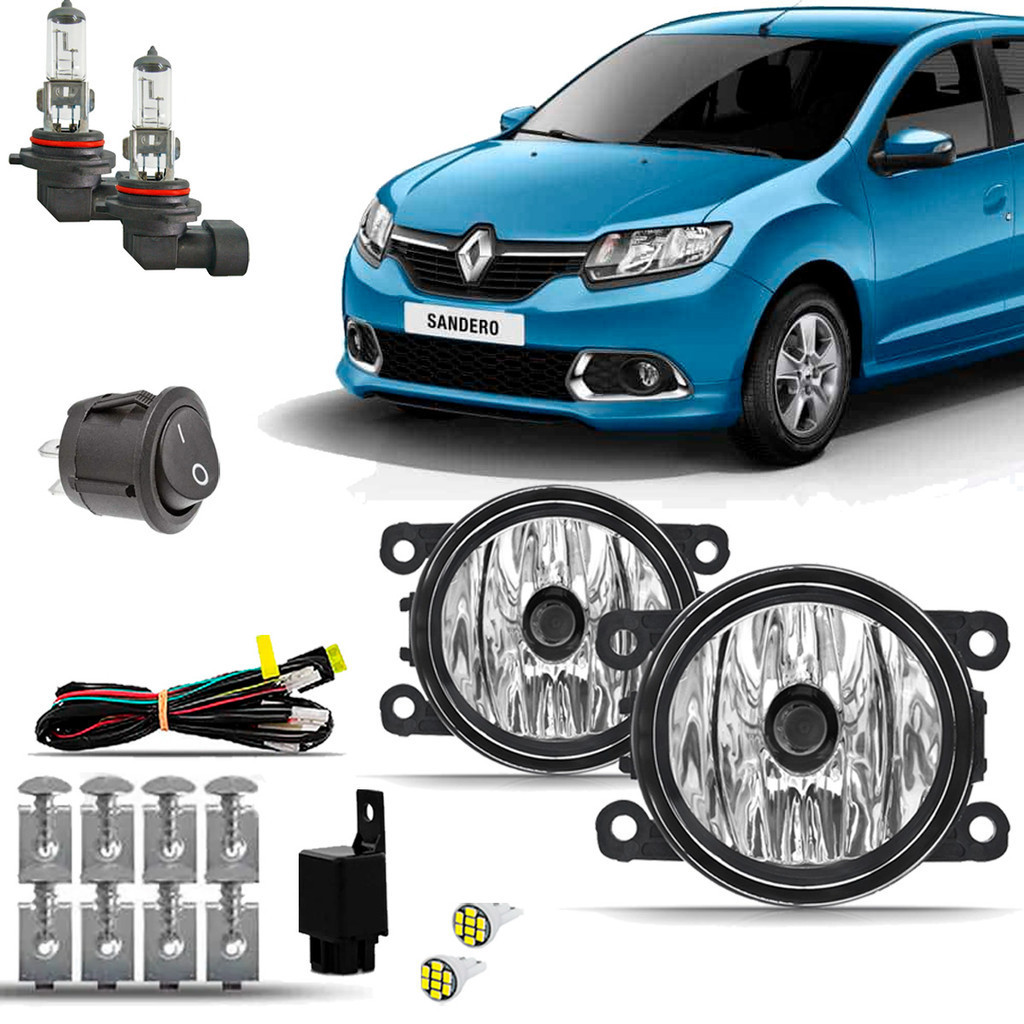 Kit Farol Milha Neblina Auxiliar Farolete Cibie Completo Renault Sandero 2015 2016 2017 2018 2019 em Oferta na Shopee