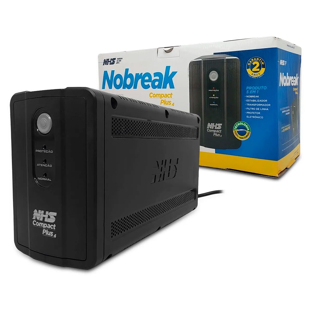 Nobreak NHS Compact Plus 4 90.C1.B01400 Entrada Bivolt Saída 120V (1400VA/2b.7Ah) em Oferta na Shopee