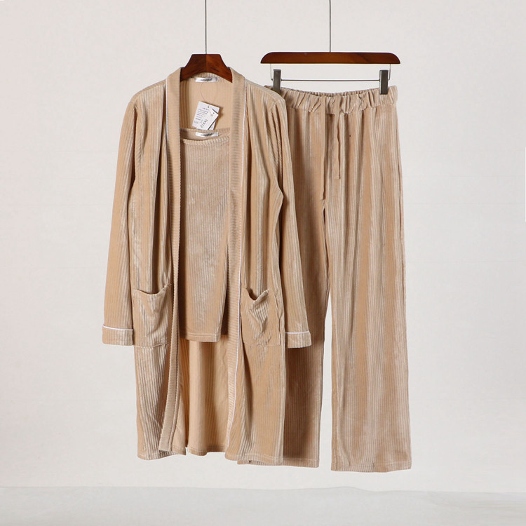 Imagem 〖 Japonês 〗 Desconto na marca pedido diário feminino outono confortável pijamas Loungewear terno de três peças 0Q030