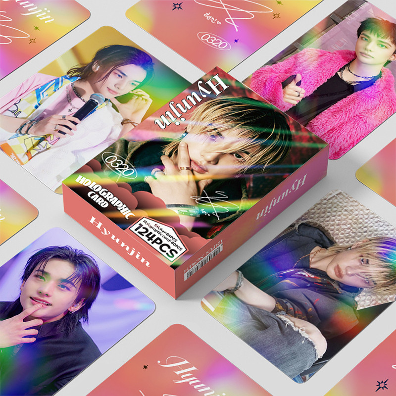 124 Pçs/Caixa Stray Kids Photocards Seungmin Hyunjin Felix HAN BangChan LeeKnow Changbin In Cartão LOMO Holográfico KPOP