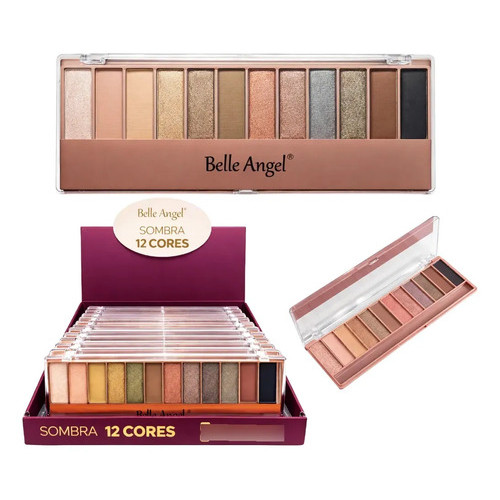 Box Paleta De Sombra Nude Para Olhos Make Belle Angel B012-2 Box Fechado Com 12 Unidades