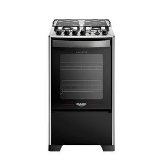 Fogão 4 Bocas Dako Magister Grill Preto  Mesa Inox Bivolt