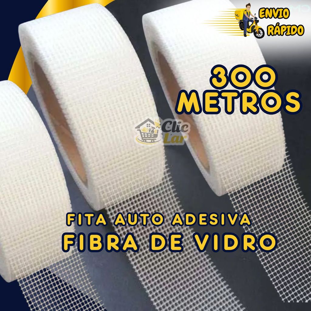 Fita Drywall Fibra de Vidro 100m Telada Adesiva Branca Reposicionável Anti-Trinca