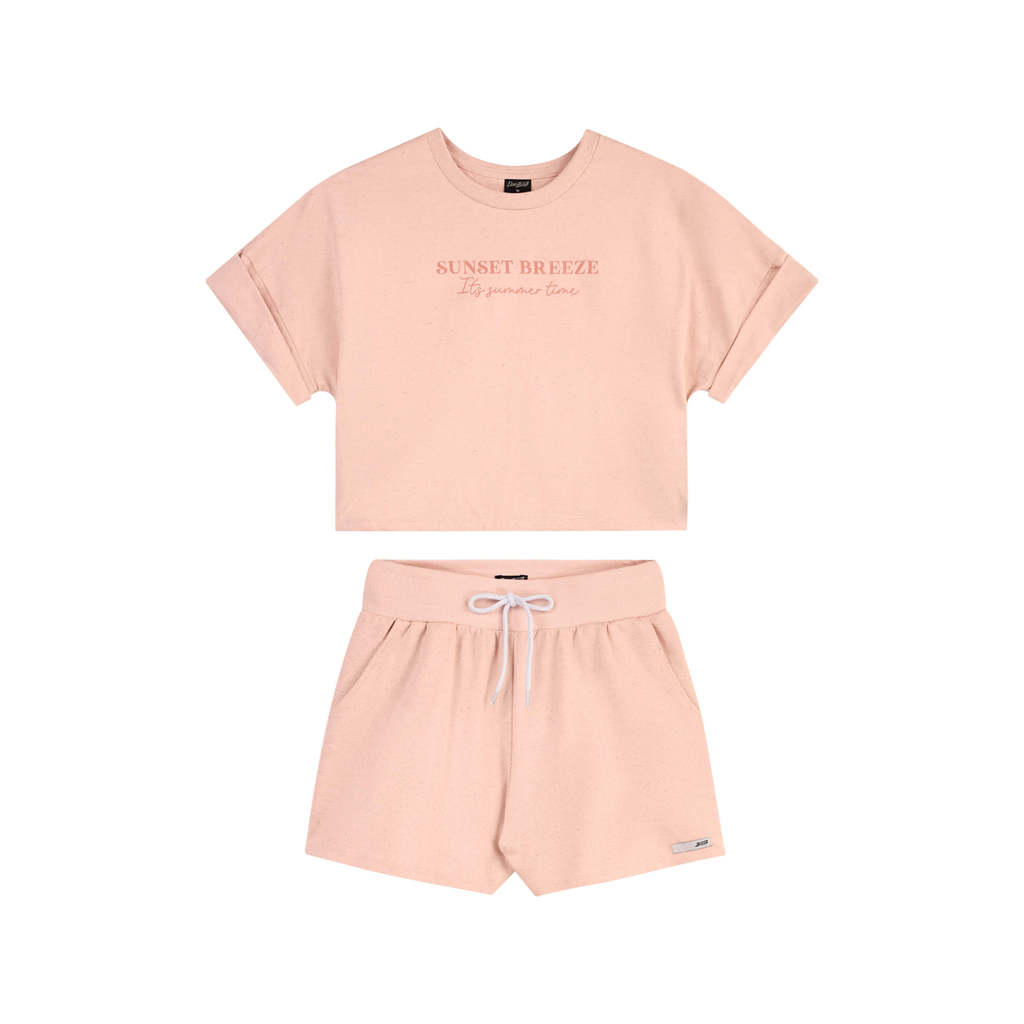 Conjunto Juvenil Menina Malha Linho Beats Rosa em Oferta na Shopee