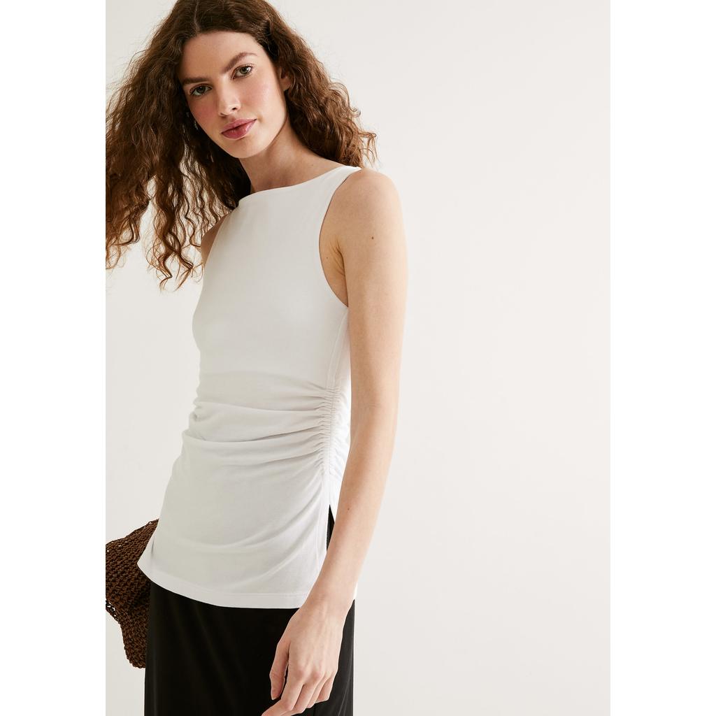 Regata Feminina Acinturada Com Franzido em Oferta na Shopee