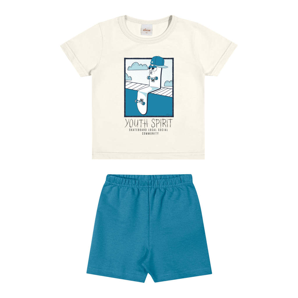 Conjunto Infantil Menino Skate Spirit Elian Bege em Oferta na Shopee