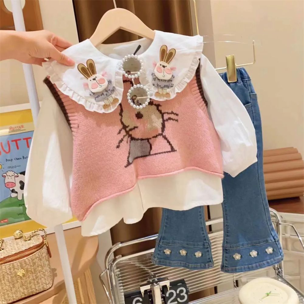 Bebê calças de duas peças na moda Jeans codfashion meninas meninas blusas casuais moda feminina 2023 primavera nova cami