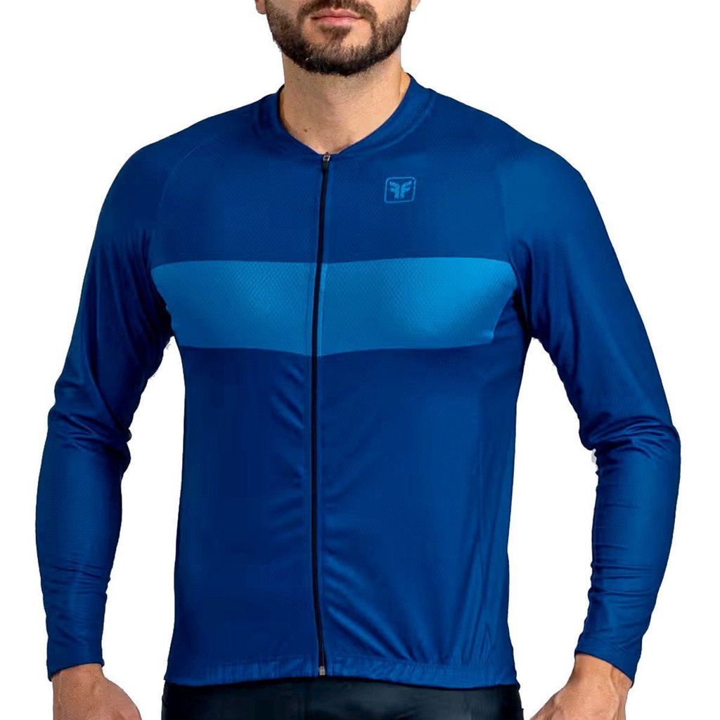 Camisa de Ciclismo Free Force Basic Ocean Manga Longa Azul