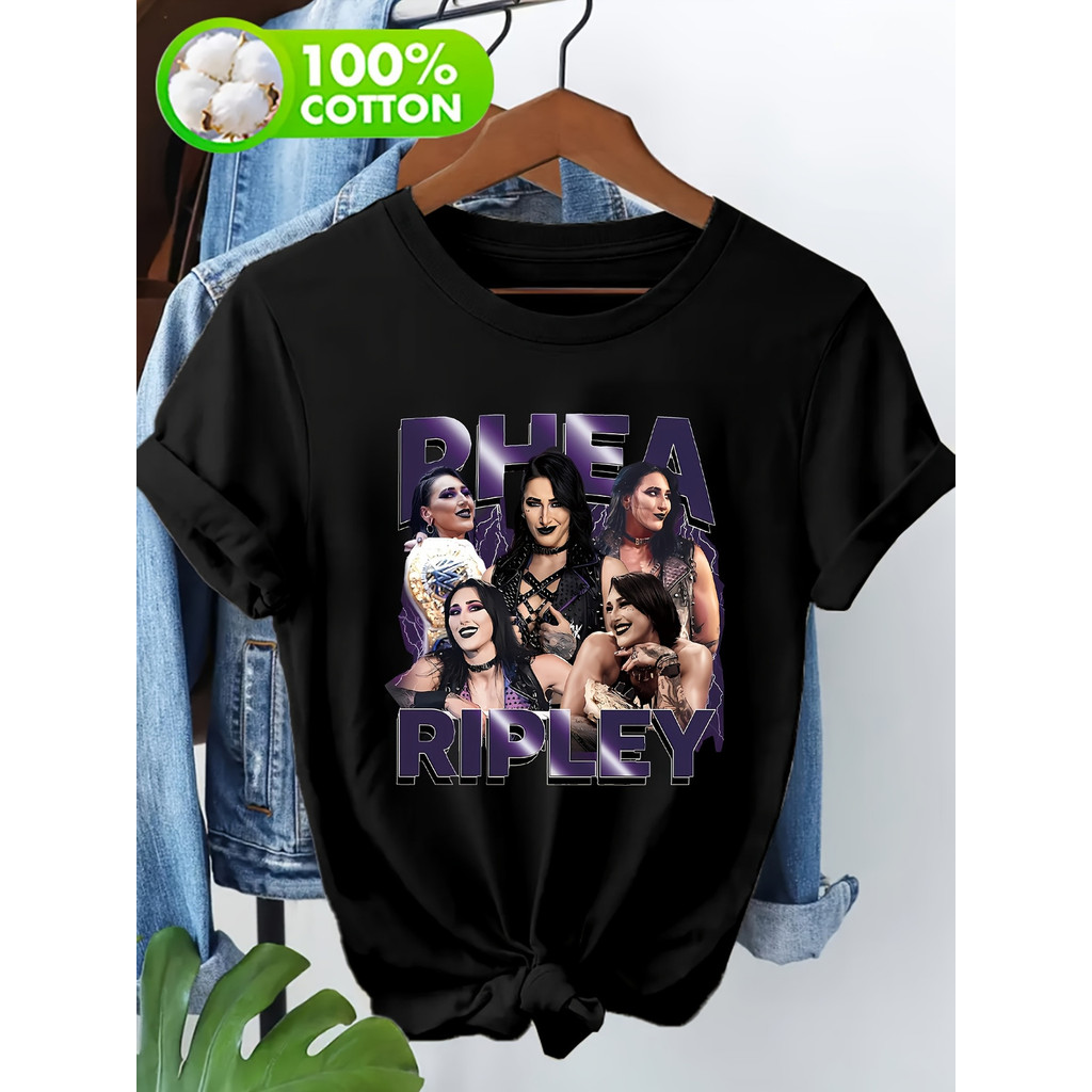 Camiseta Rhea Ripley Estampa Colagem Personagens Estilosa Confortável Moderna Casual