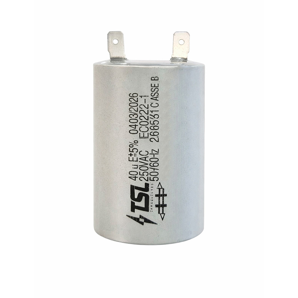 Capacitor Permanente 40uF 250V Pinos Terminais Faston Maquina Lavar Electrolux Brastemp 127V CBB60