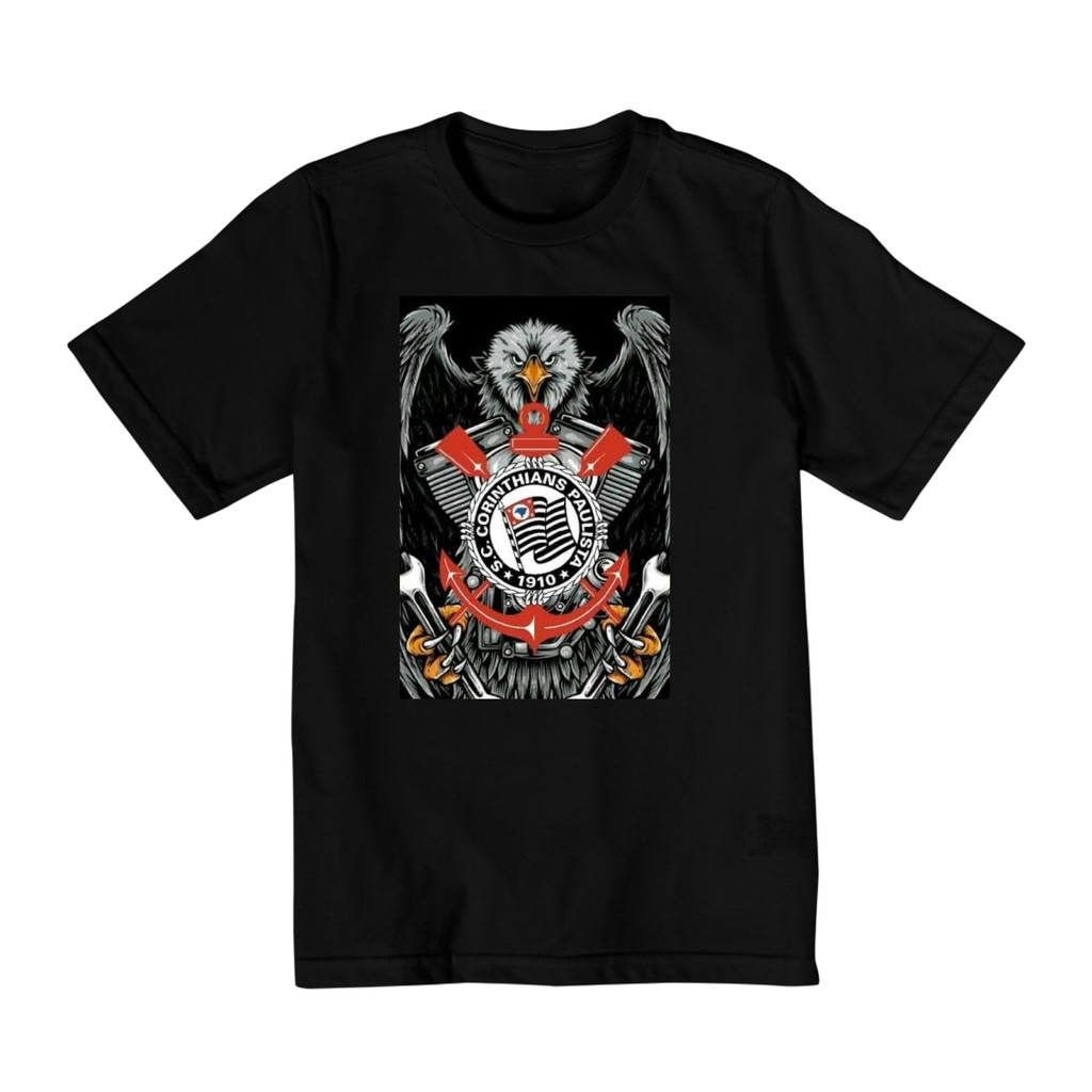 Camiseta Unissex Oversized Plus Size Feminina Masculina Estampa Corinthians Paulista Águia Âncora Motor  Streetwear