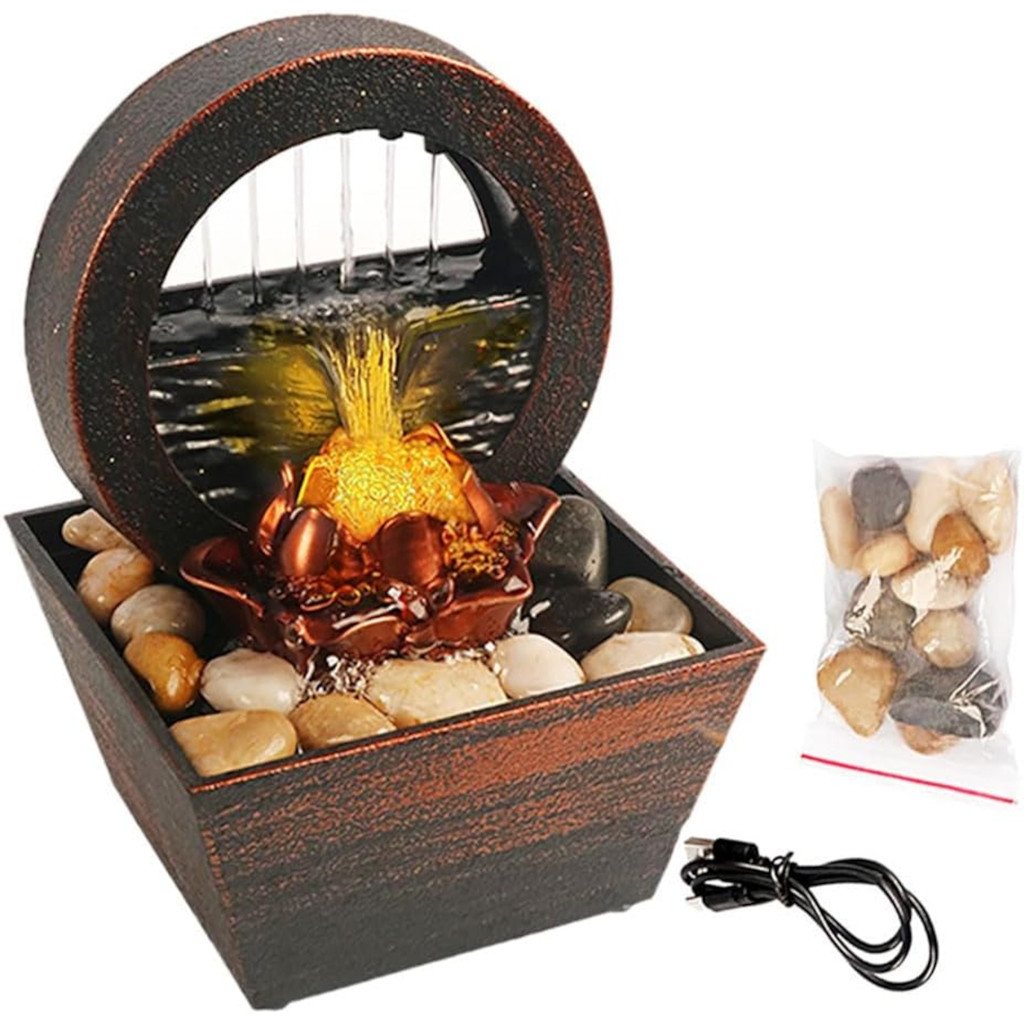 Imagem Fonte de água decorativa com luz para ambiente relaxante zen