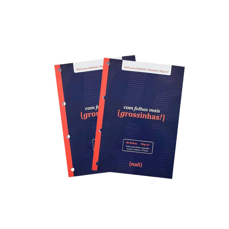 kit 2 blocos P/ Fichario A4 Pautado Nalí