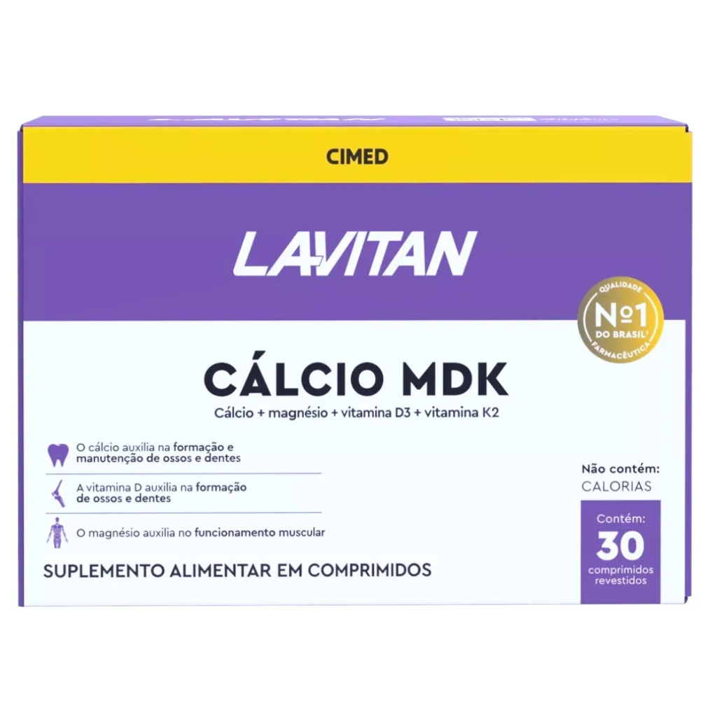 Cálcio MDK 30 Comprimidos Cálcio Magnésio Vitaminas Lavitan