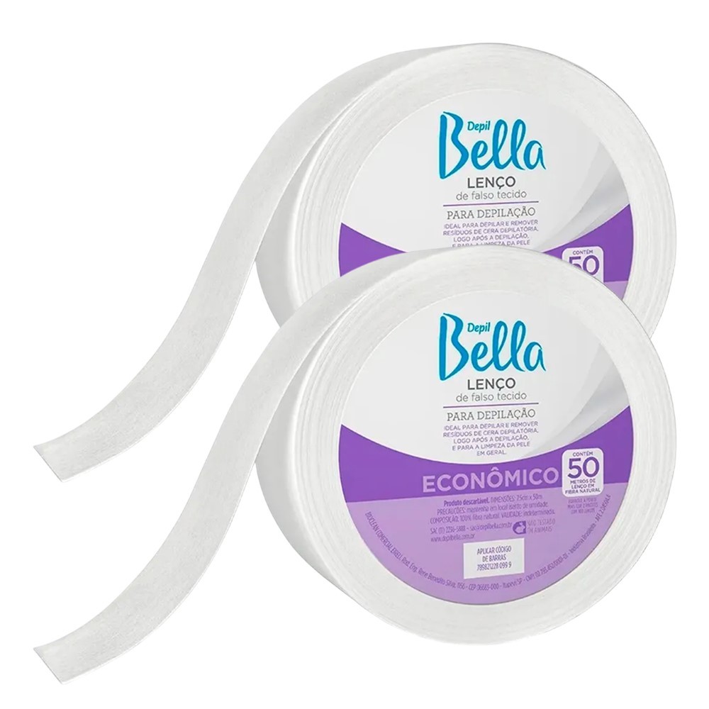 Kit 2 Rolo de Lenço para Depilação Cera Limpeza de Pele Descartável Depil Bella 50m