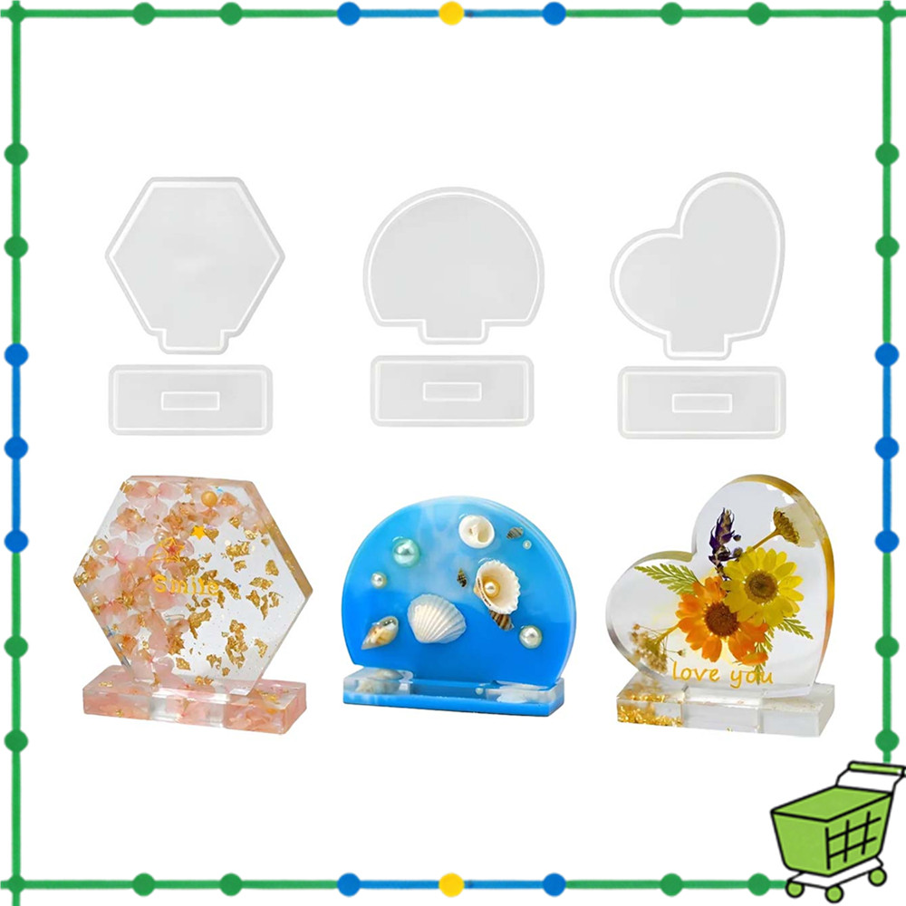 Amor moldura de foto Base molde de Silicone DIY Hexagonal redondo moldura de foto molde de resina de cristal