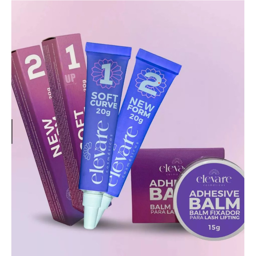 Kit Passo 1 E Passo 2 + Adhesive Balm Elevare Para Lash Lifting Cílios