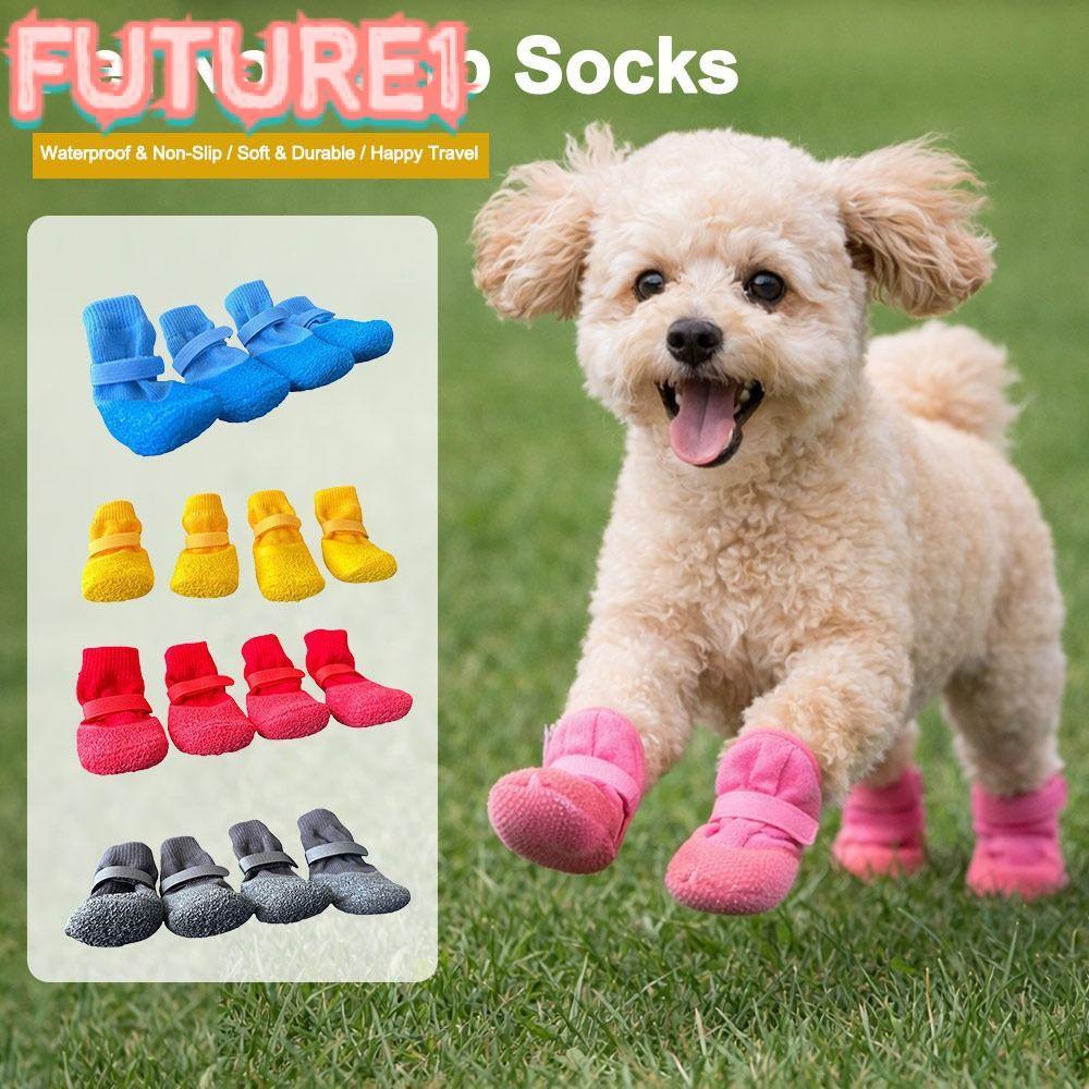 Futuro 4 Pçs/Set Botas Para Animais De Estimação , Sapatos Antiderrapantes Ajustáveis Cães , Protetor Anti-Sujeira Respi