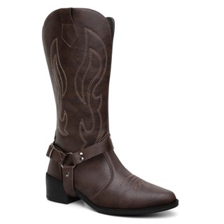 Texana Café Bota Western Blogueira Com Acessório Cabresto Removível Estilo Rodeio Country