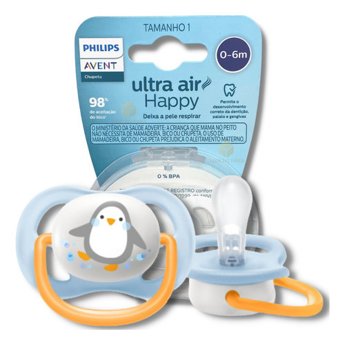 Chupeta Avent Ultra Air Philips Silicone Pinguim Menino Azul e Branco 0 a 6 Meses em Oferta na Shopee