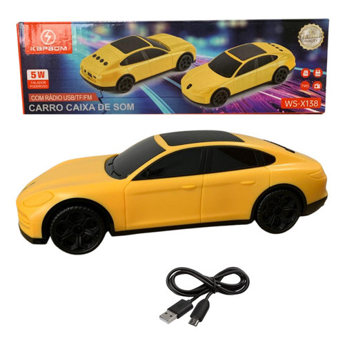 Carro Infantil Caixa De Som Potente Toca Música Bluetooth Amarelo em Oferta na Shopee