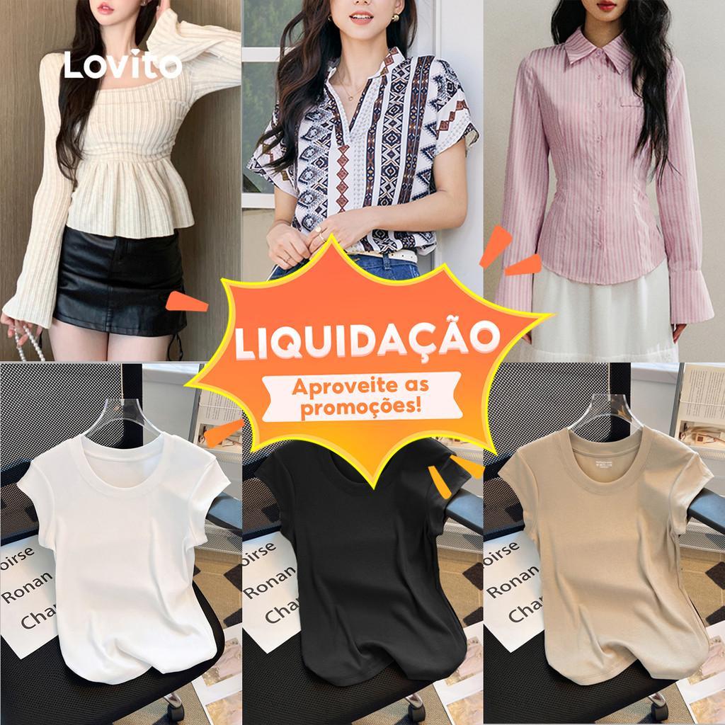 Lovito Special Casual Tops for Women (Size XL) em Oferta na Shopee