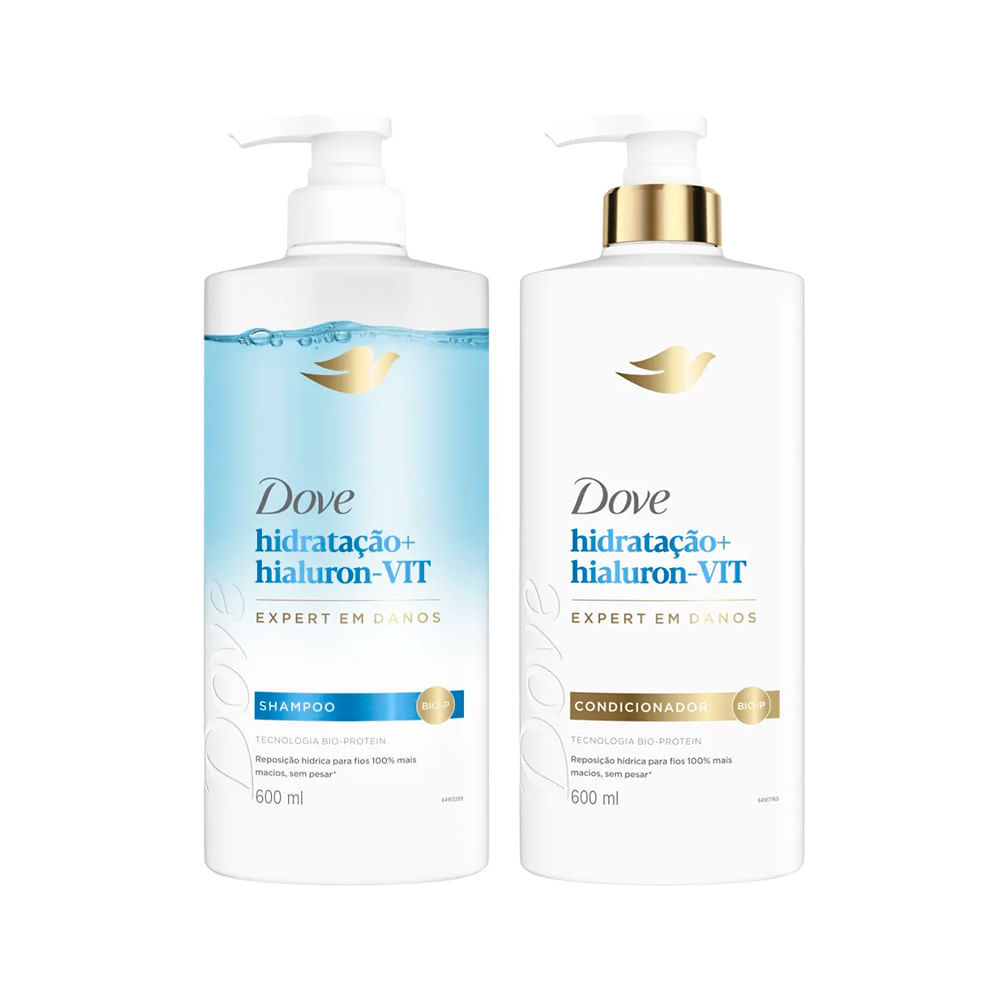 Kit  Dove Shampoo 600ml + Condicionador 600ml Hialuron-vit