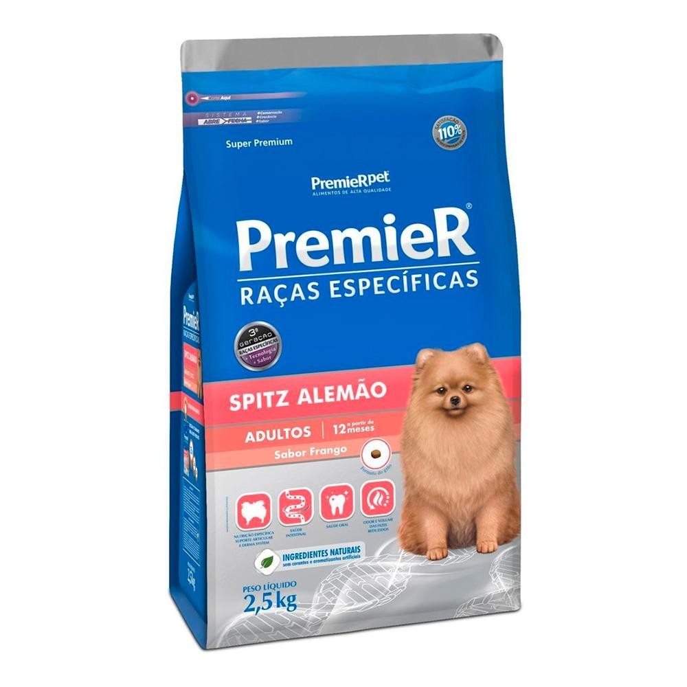 Ração Seca Premier Raças Específicas Spitz Alemão Sabor Frango Para Cães Adultos 2,5Kg