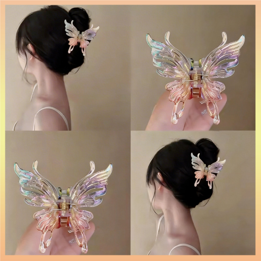 Acrílico Borboleta Clipe Nicho Acessório De Cabelo Parte De Trás Da Cabeça Meio Zip Design Para Uso Casual Moda Curto