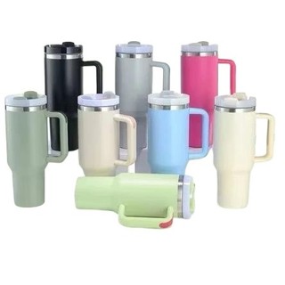 Copo Térmico Inox Alça Flip Straw com canudo de Metal 1200ml Super qualidade