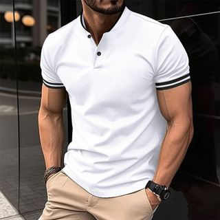 2025 Camisa POLO Masculina Tamanho Grande Verão AliExpress Amazon Lapela Bolso com Botão Camisa POLO Esportiva Masculina